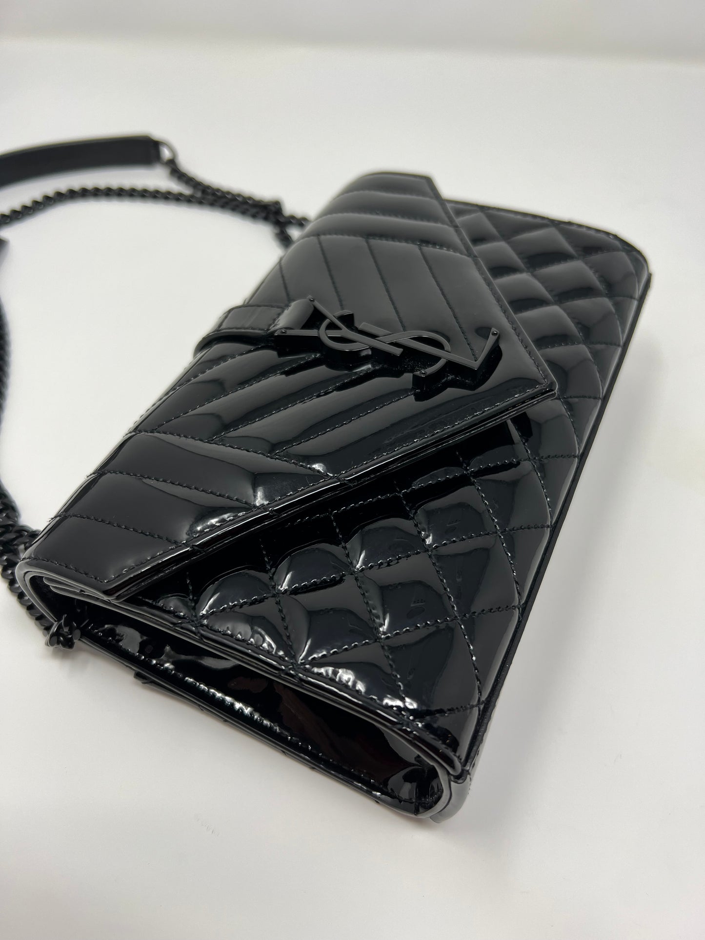 YSL BLACK PATENT LEATHER CROSSBODY/CLUTCH