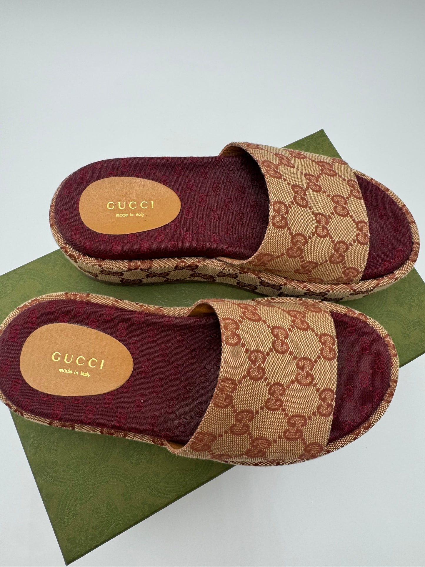 GUCCI PLATFORM SLIDES SANDALS