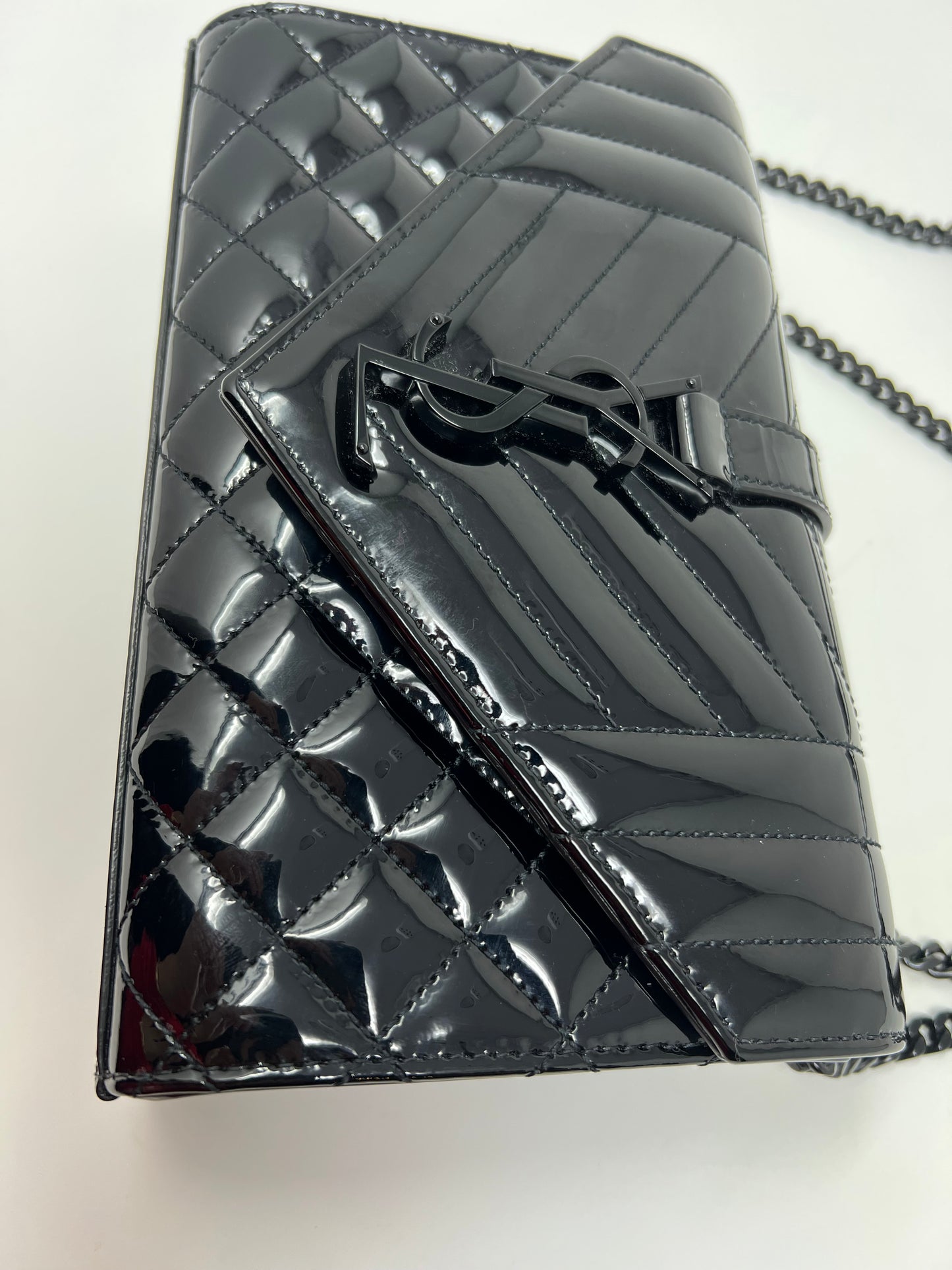 YSL BLACK PATENT LEATHER CROSSBODY/CLUTCH