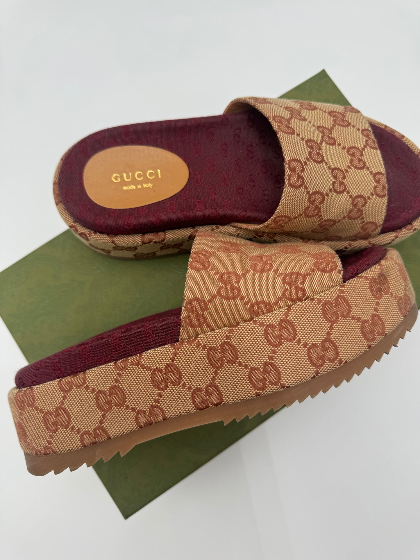 GUCCI PLATFORM SLIDES SANDALS