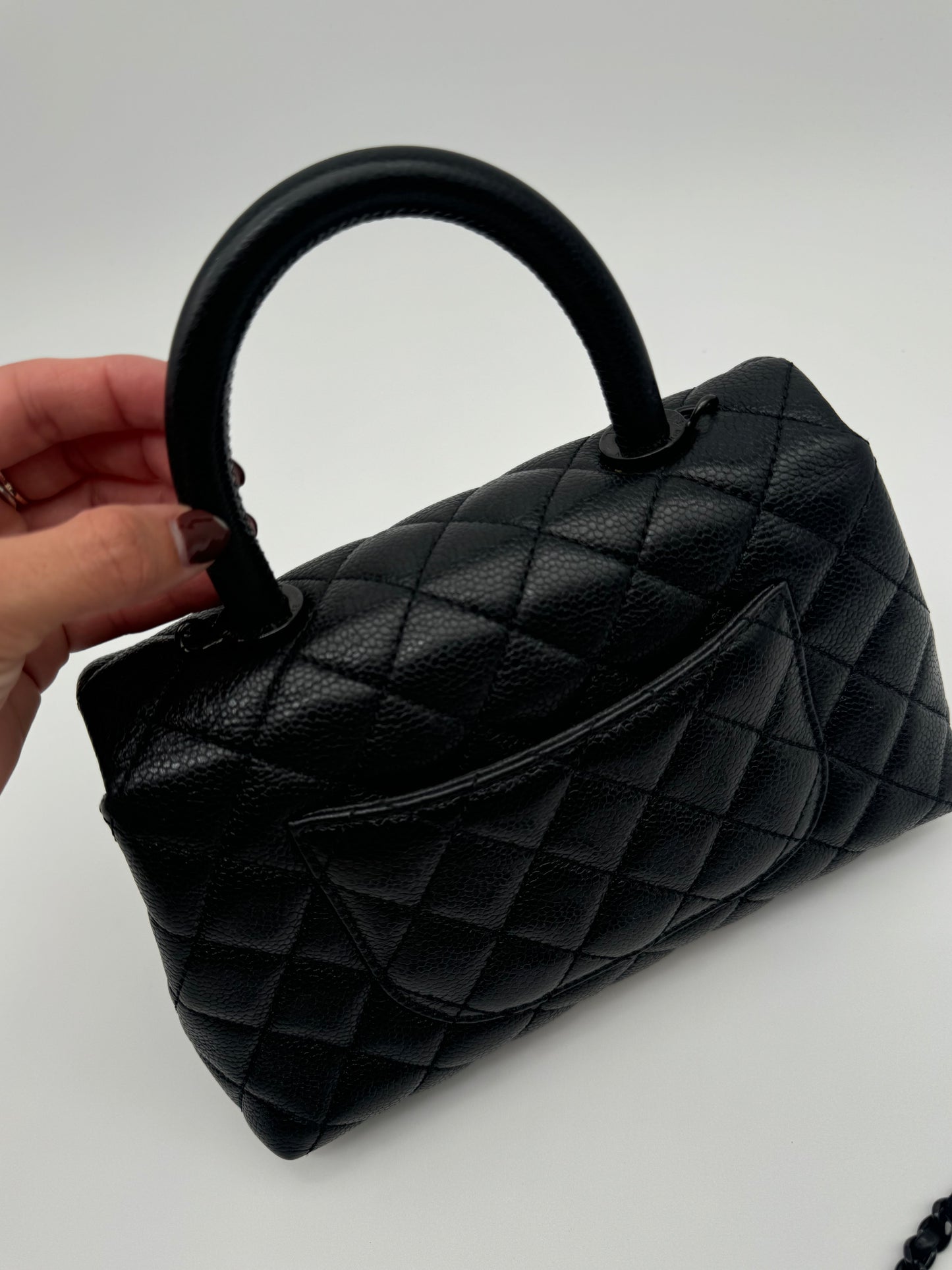 CHANEL Caviar Quilted Mini Coco Handle Flap So Black