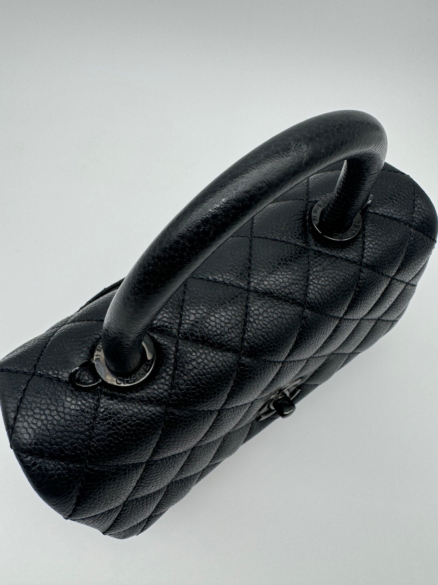 CHANEL Caviar Quilted Mini Coco Handle Flap So Black