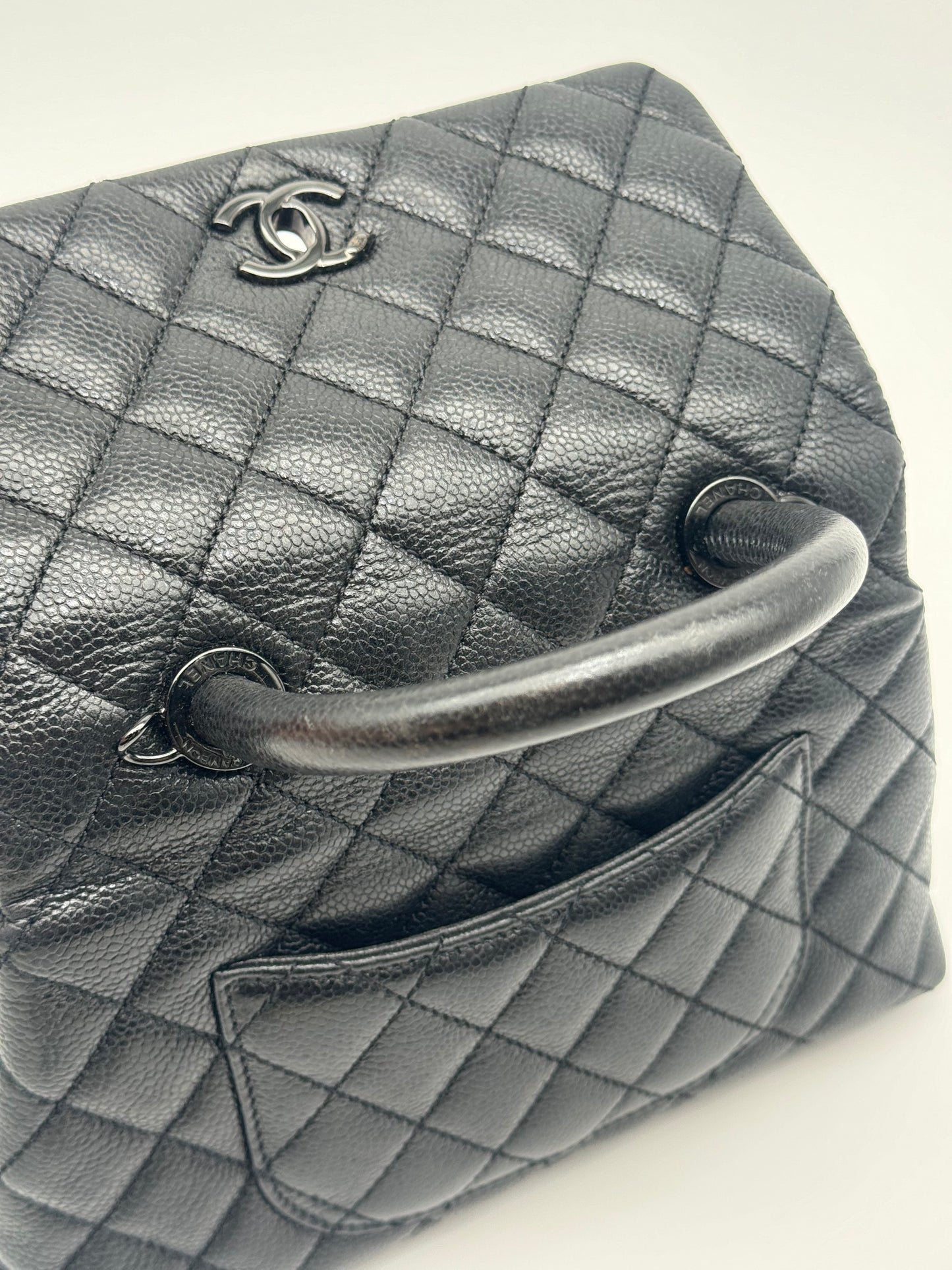 CHANEL Caviar Quilted Mini Coco Handle Flap So Black