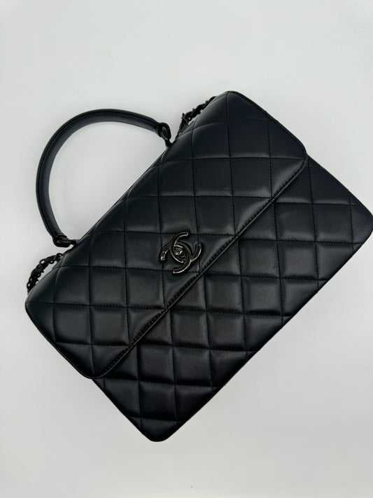 CHANEL Lambskin Quilted Medium Trendy CC Flap Dual Handle Bag So Black