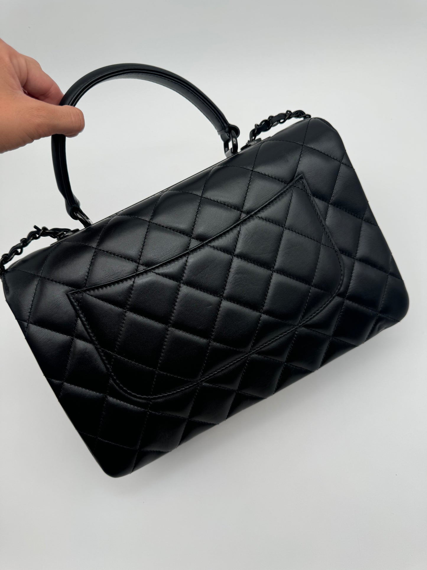 CHANEL Lambskin Quilted Medium Trendy CC Flap Dual Handle Bag So Black