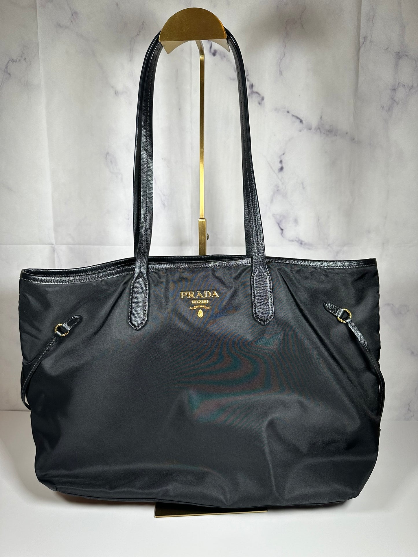 PRADA NYLON LEATHER TOTE