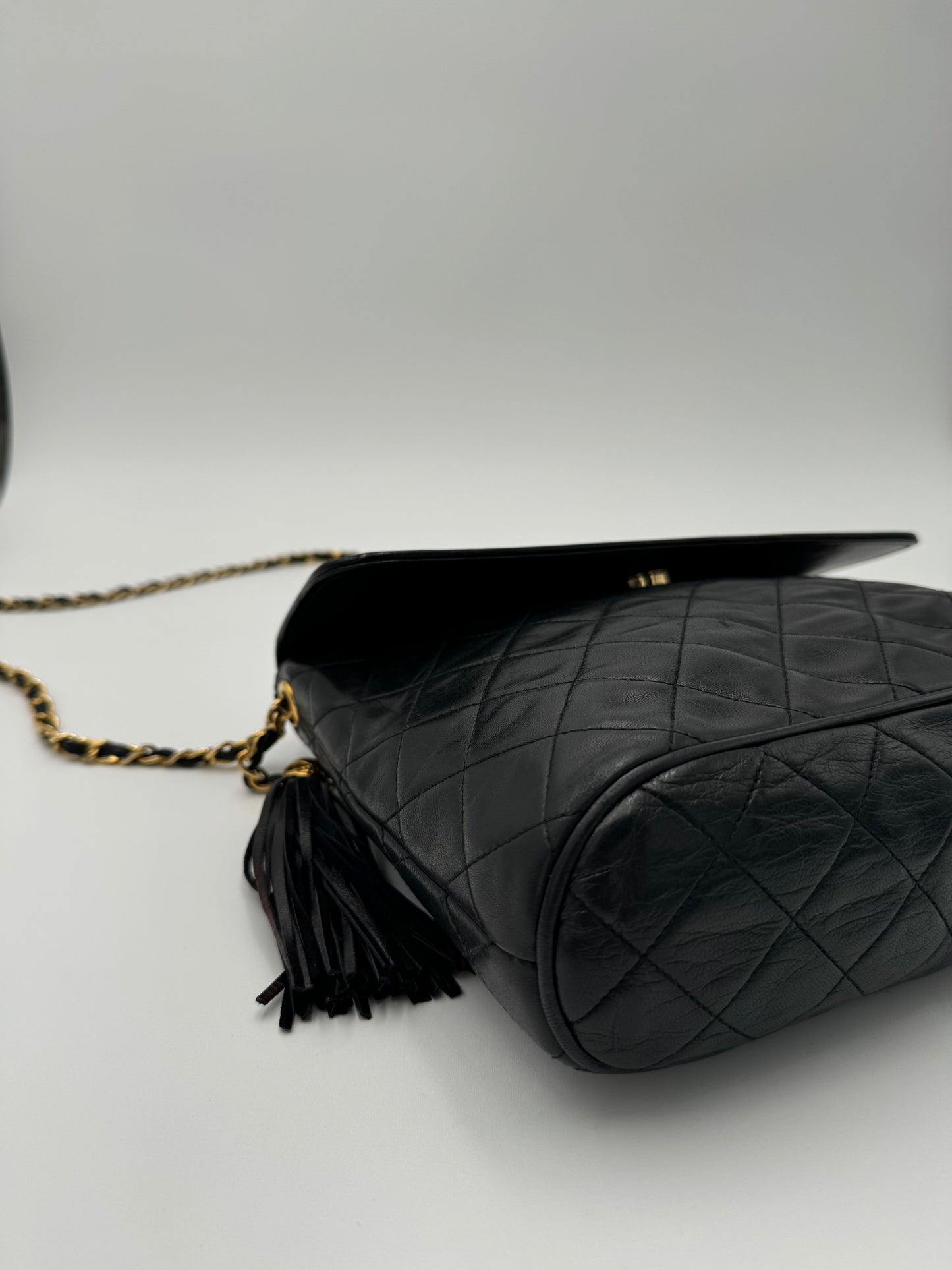 Chanel Lambskin Quilted CC Tassel Flap