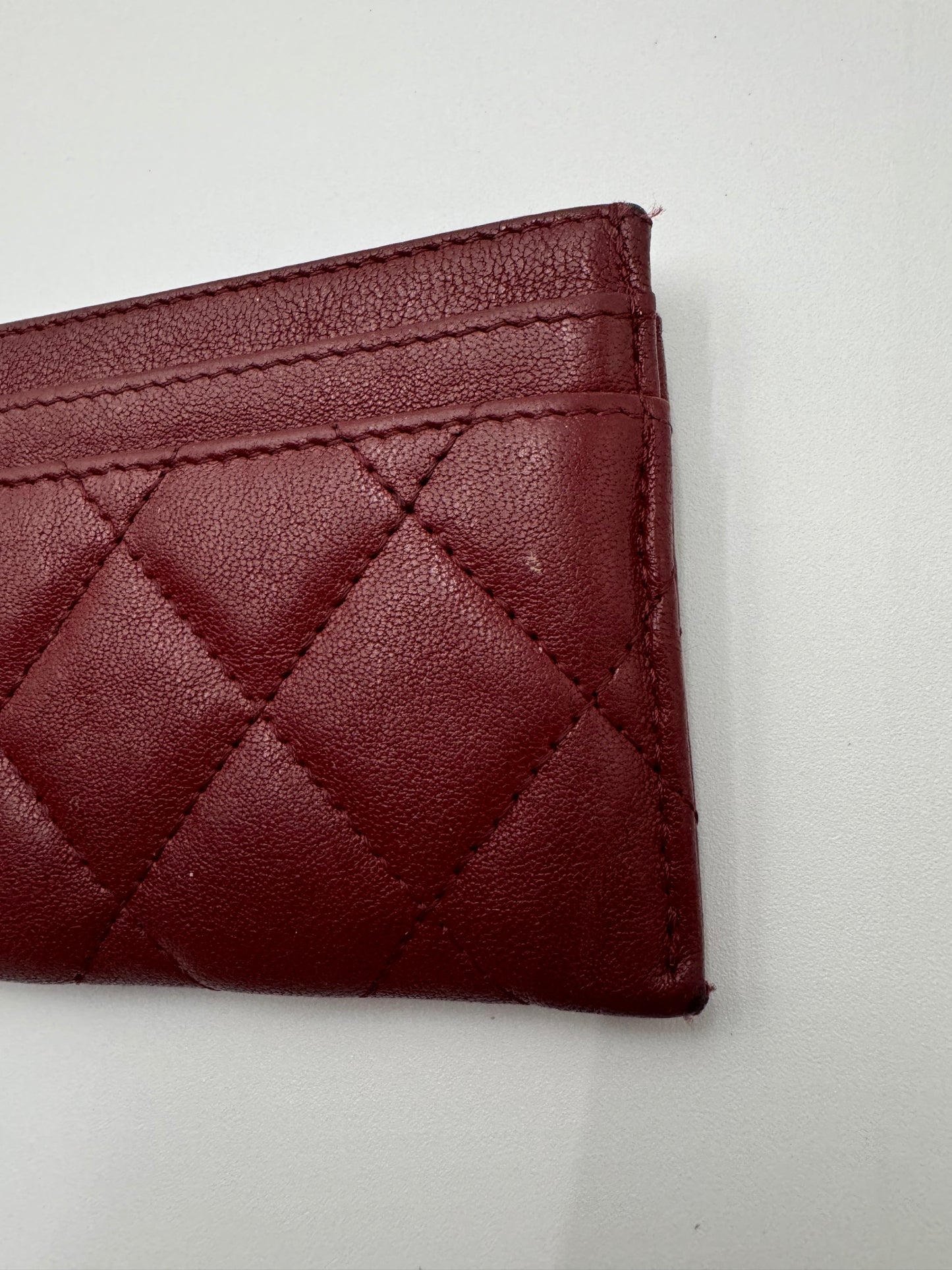 CHANEL RED CAIVER LEATHER CARD HOLDER