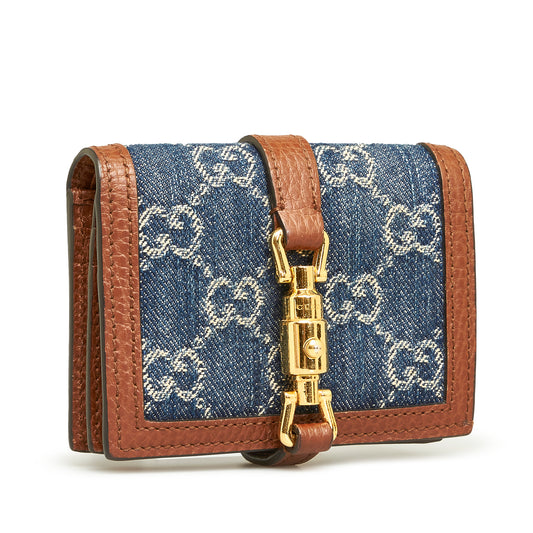 GUCCI GG DENIM JACKIE COMPACT WALLET