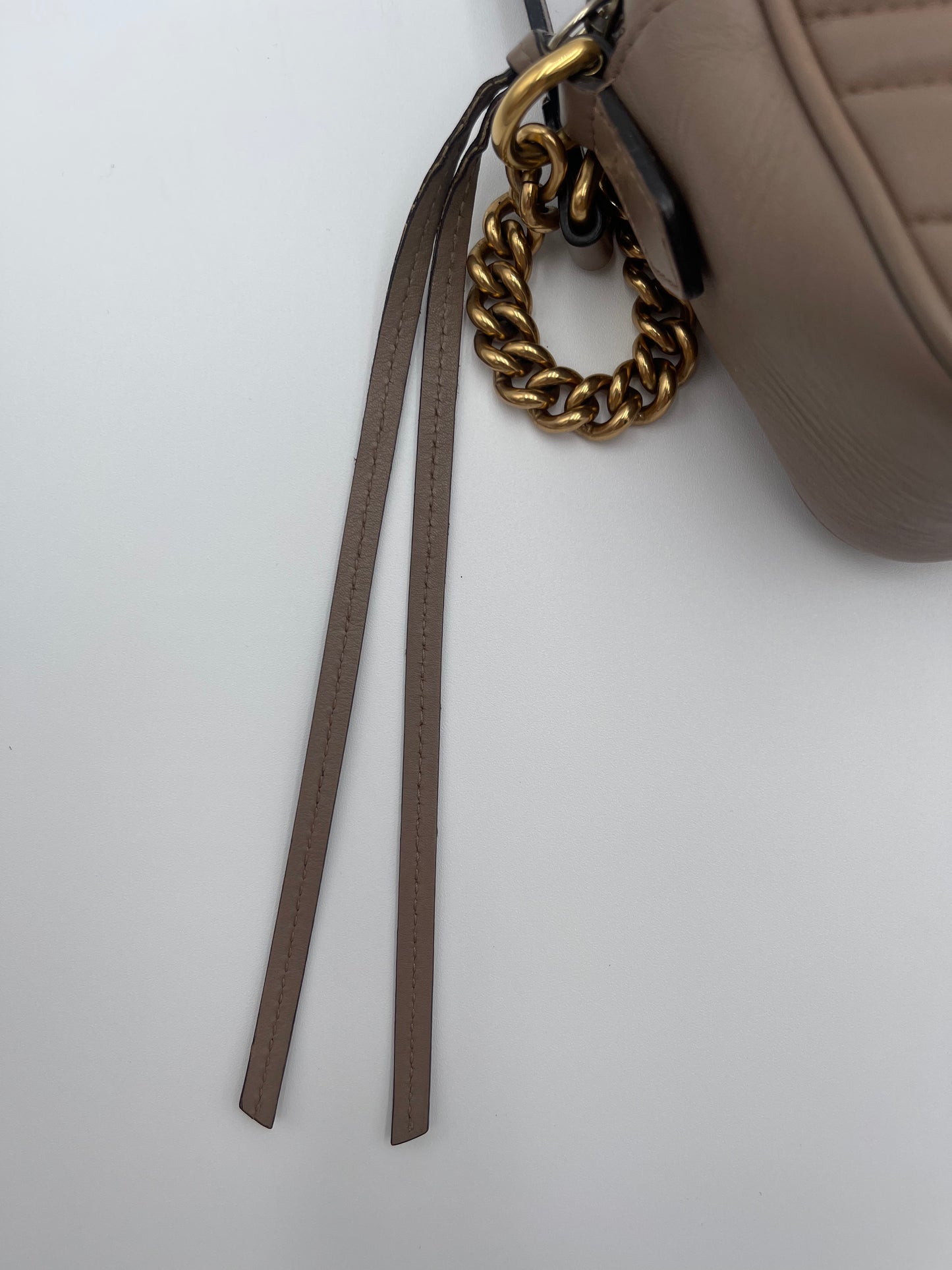 GUCCI MARMONT CALFSKIN CROSSBODY (ROSE)