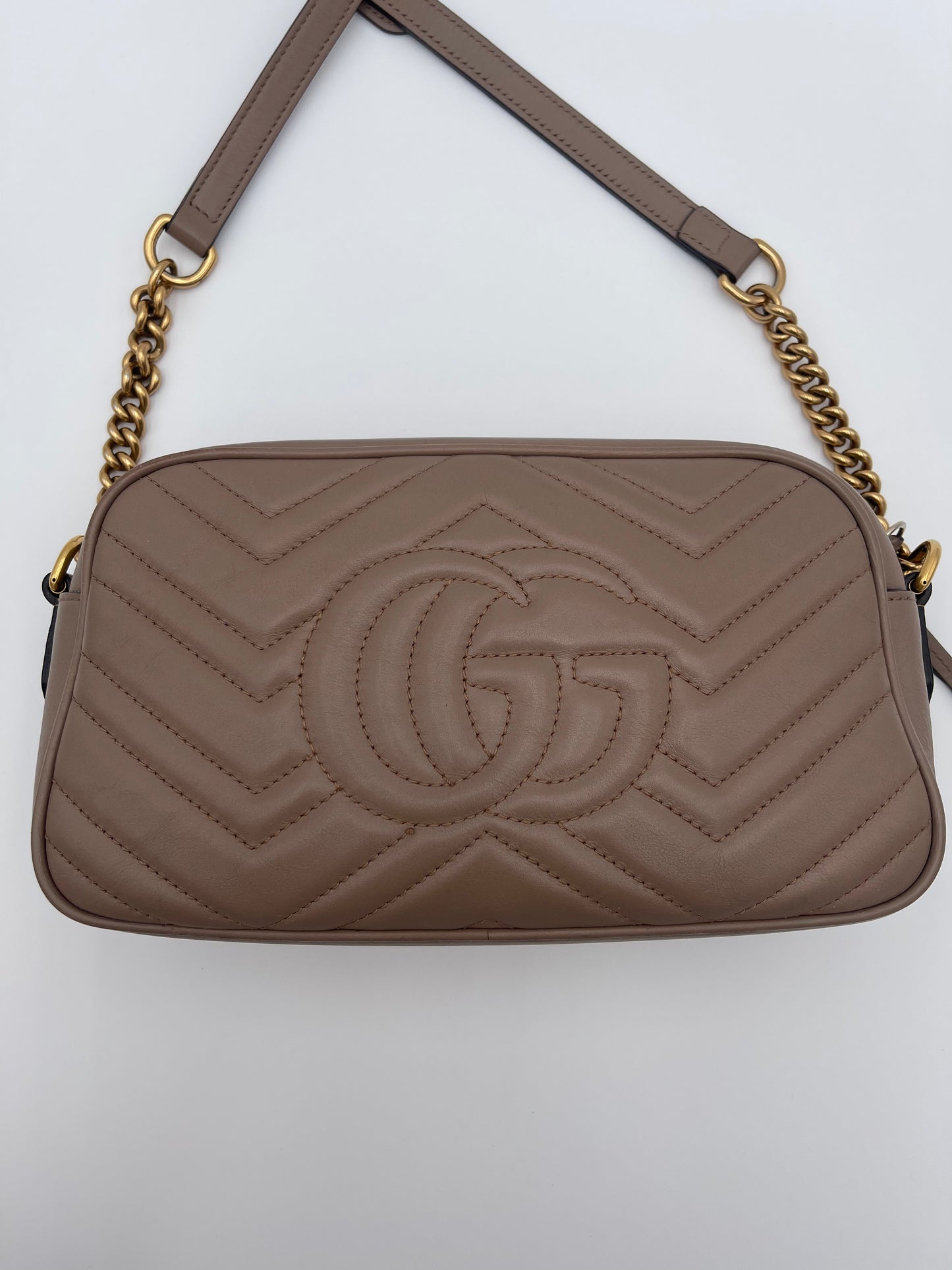 GUCCI MARMONT CALFSKIN CROSSBODY (ROSE)