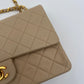 VINTAGE CHANEL BIEGE QUILTED LAMBSKIN DOUBLE FLAP